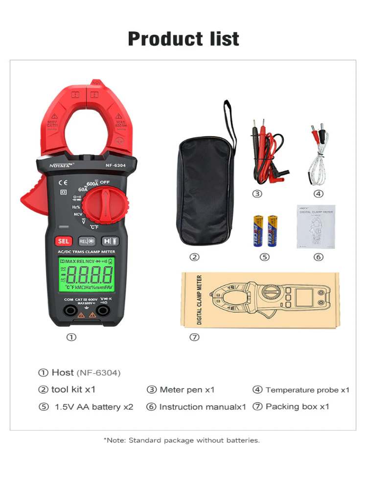 NOYAFA AC/DC Clamp Multimeter NF-6304