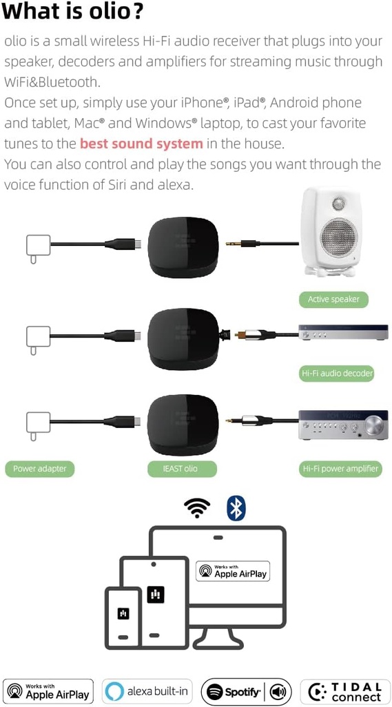 iEast Audiocast Oliostream 1 White Receiver Multiroom Audio WiFi+BT AirPlay2