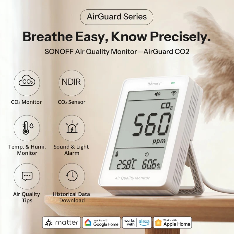 Sonoff Smart Sensor AirGuard For CO2 With Matter (Air Quality Monitor)
