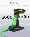 Inateck Barcode Scanner CMOS 1D/2D Wireless 2.4GHz/Bluetooth USB-A 2600mAh Charging Base AI BCST-36 Black