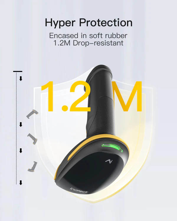 Inateck Barcode Scanner CMOS 1D/2D Wireless 2.4GHz/Bluetooth USB-A 2600mAh Charging Base AI BCST-36 Black