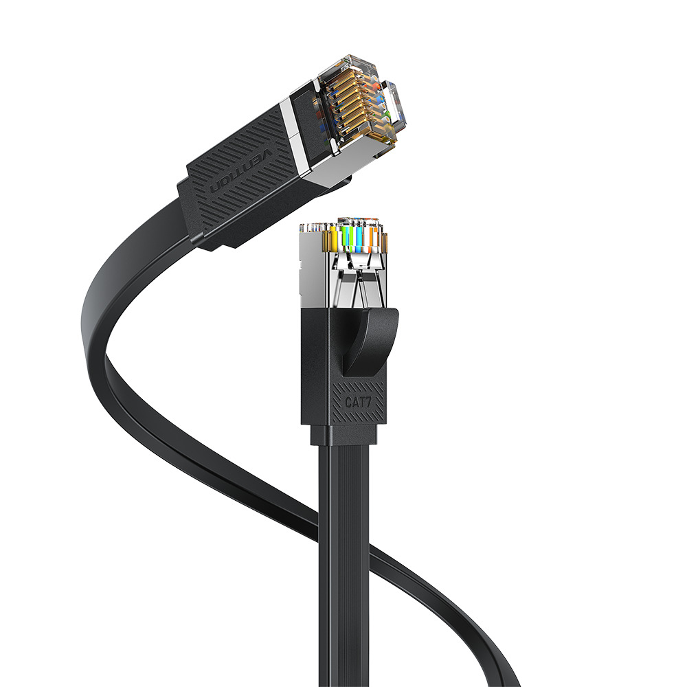 Vention NETWORK Cable CAT7 Flat 15.0m Black ICGBN