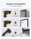 Inateck Barcode Scanner CMOS 1D/2D Wireless 2.4GHz/Bluetooth USB-A 2600mAh Adjustable Stand BCST-35 Black