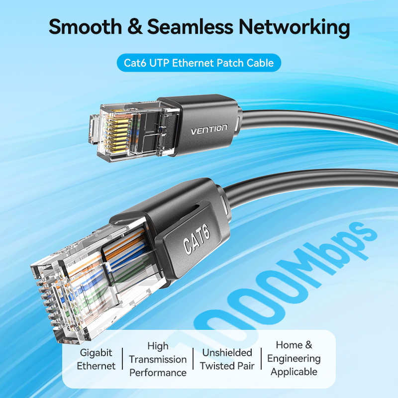Vention NETWORK Cable CAT6 UTP 3.0m Black IBRBI
