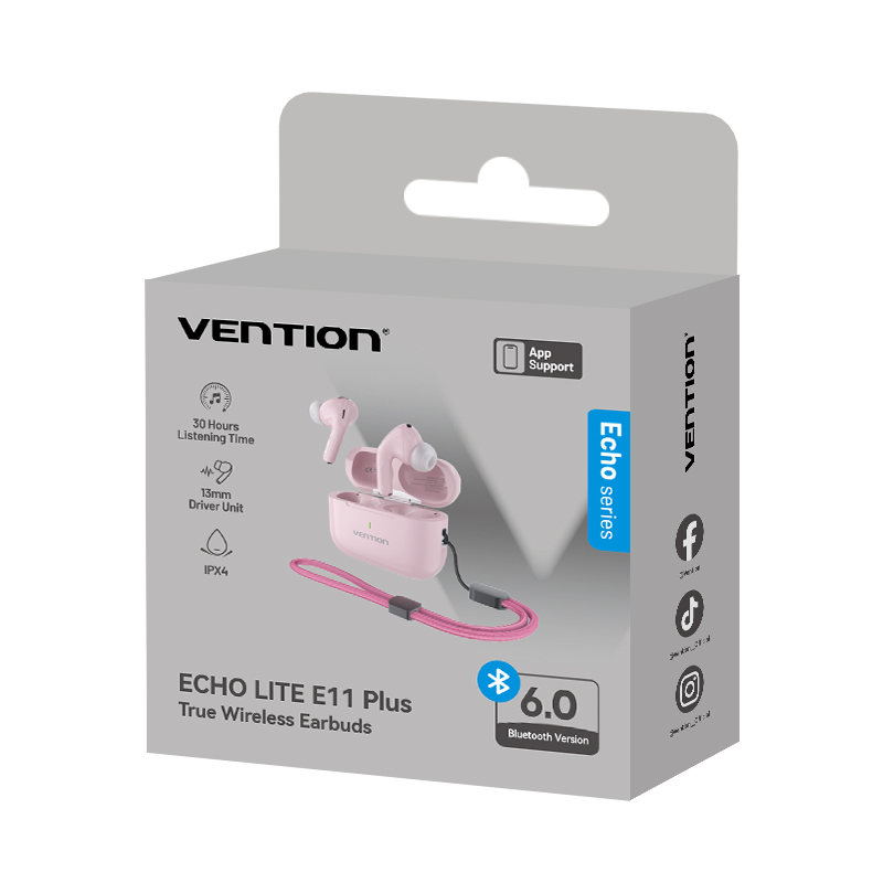 Vention Earphones BT TWS InEar ECHO LITE E11 Plus Pink NBVP0-Plus