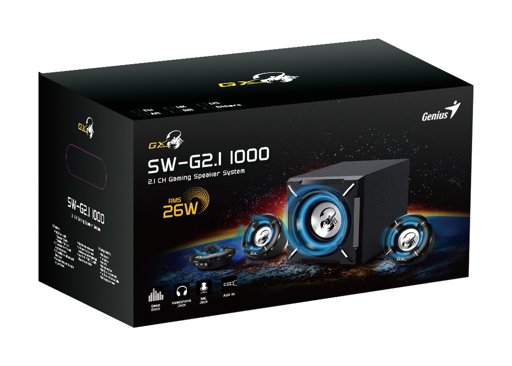 Genius Speakers 2.1 CH Gaming Speaker System 26W RMS SW-G2.1 1000