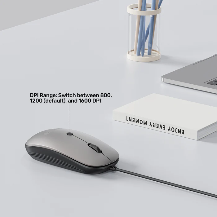 Unitek Mouse Wired USB-A SlimTrack T060 Space Grey