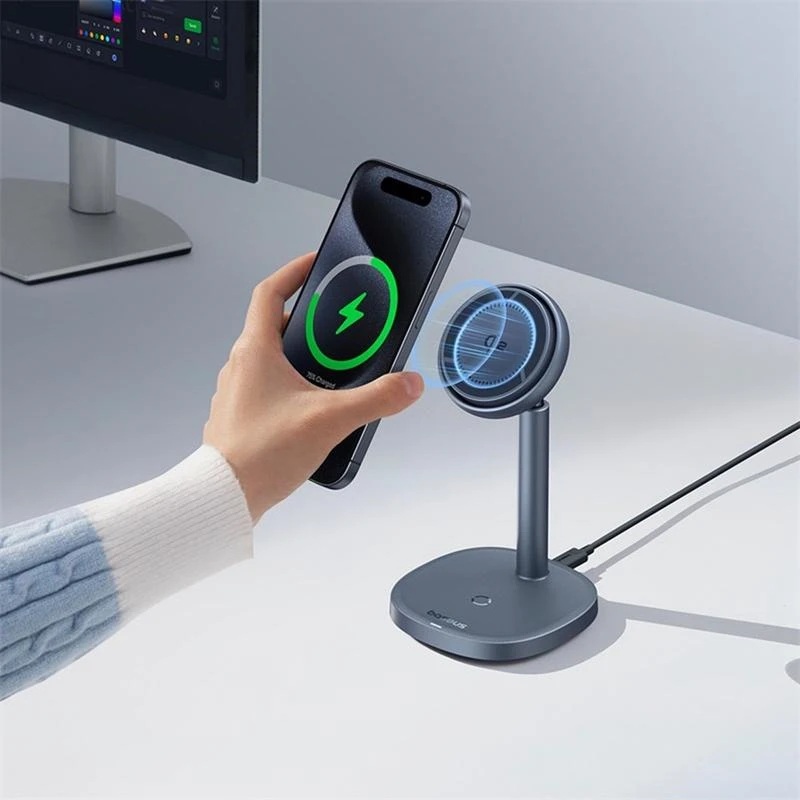 Baseus Orbit 2 Pro Air-Cooled Qi2 20W Desktop Wireless Charger (15W for Phone + 5W for Earphones)