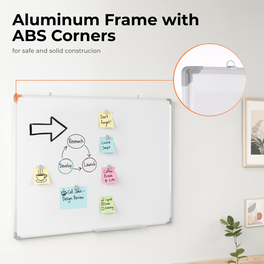 Lumivida Whiteboard Magnetic Dry-Erase Wall-Mounted Medium WB02-2