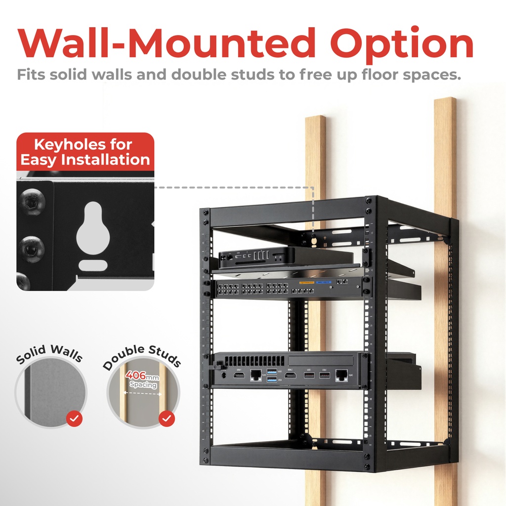 Lumivida 12U Open Frame Server Rack CAB-017-12U