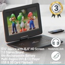 Oakcastle Portable & Rechargeable 15.6'' DVD Player with Swivel & Flip HD Screen