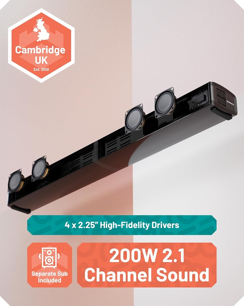 Oakcastle SB80 XTRA Split 2in1 Bar/Speakers 200W Soundbar 2.1 with Subwoofer BT,HDMI,USB