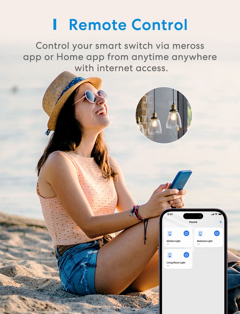 Meross Homekit Smart Wi-Fi Wall Switch 1-Gang 1-way MSS510HK-EU