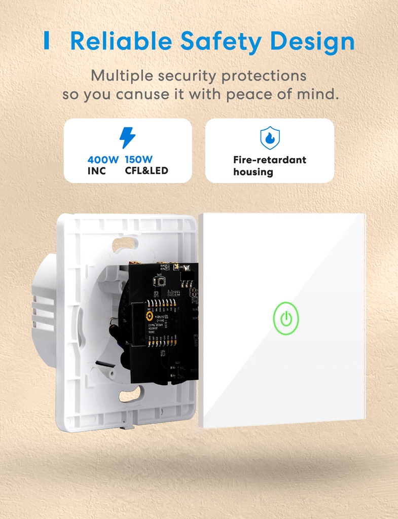 Meross Homekit Smart Wi-Fi Wall Switch 1-Gang 1-way MSS510HK-EU
