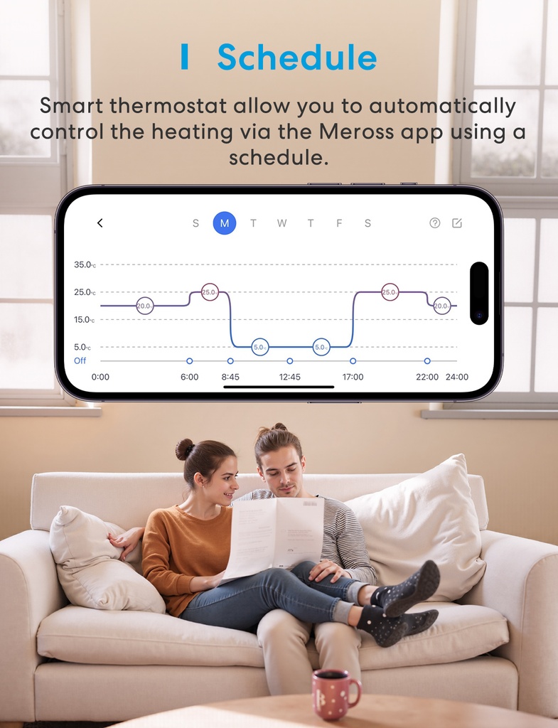 Meross Homekit Smart Wi-Fi Thermostat Valve MTS150HK-EU