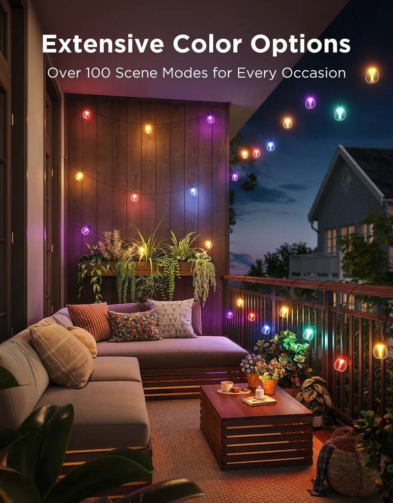 Govee Outdoor Smart String Lights RGBICW H7025CB1