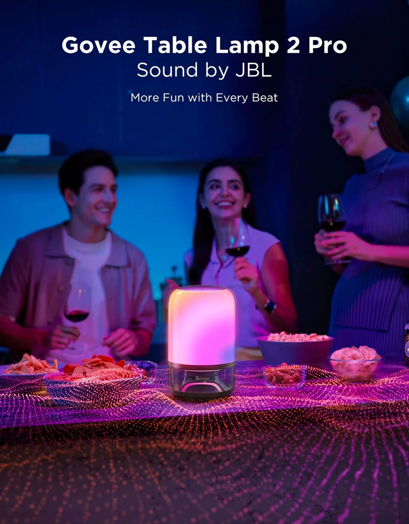 Govee Table Lamp 2 Pro Portable RGBICWW with Built in JBL Speaker