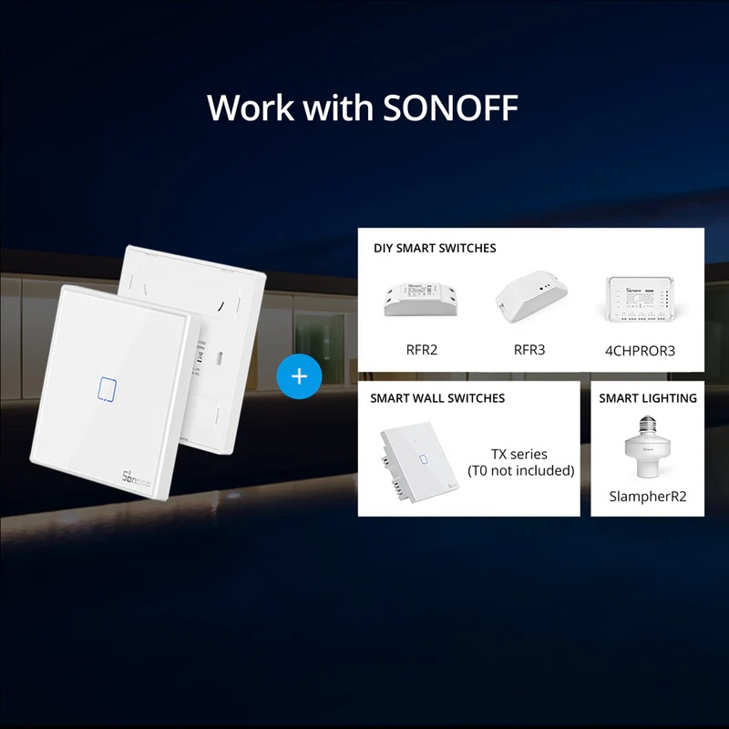 Sonoff T2EU3C-RF Smart Wall Touch Switch 3-Button White