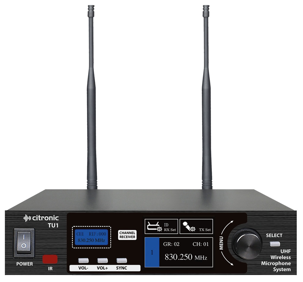 Citronic TU1-H True Diversity Multi-UHF Single Handheld Wireless Microphone 171.031UK