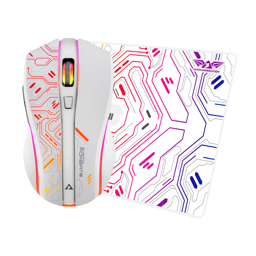 Armaggeddon Gaming Mouse Wired+2.4G Recharge FOXBAT-III CYBERPANK White