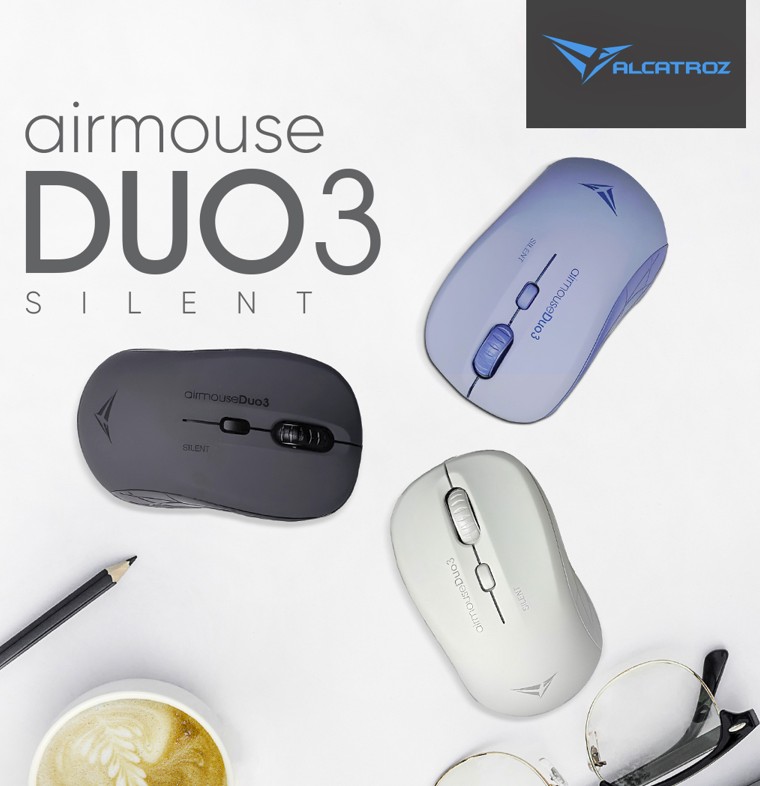 Alcatroz Mouse Wireless & Bluetooth Silent AIRMOUSE DUO 3 White