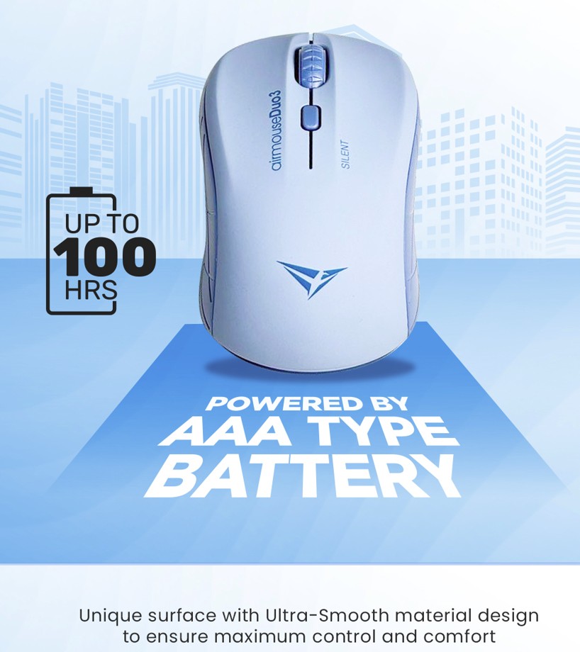 Alcatroz Mouse Wireless & Bluetooth Silent AIRMOUSE DUO 3 White