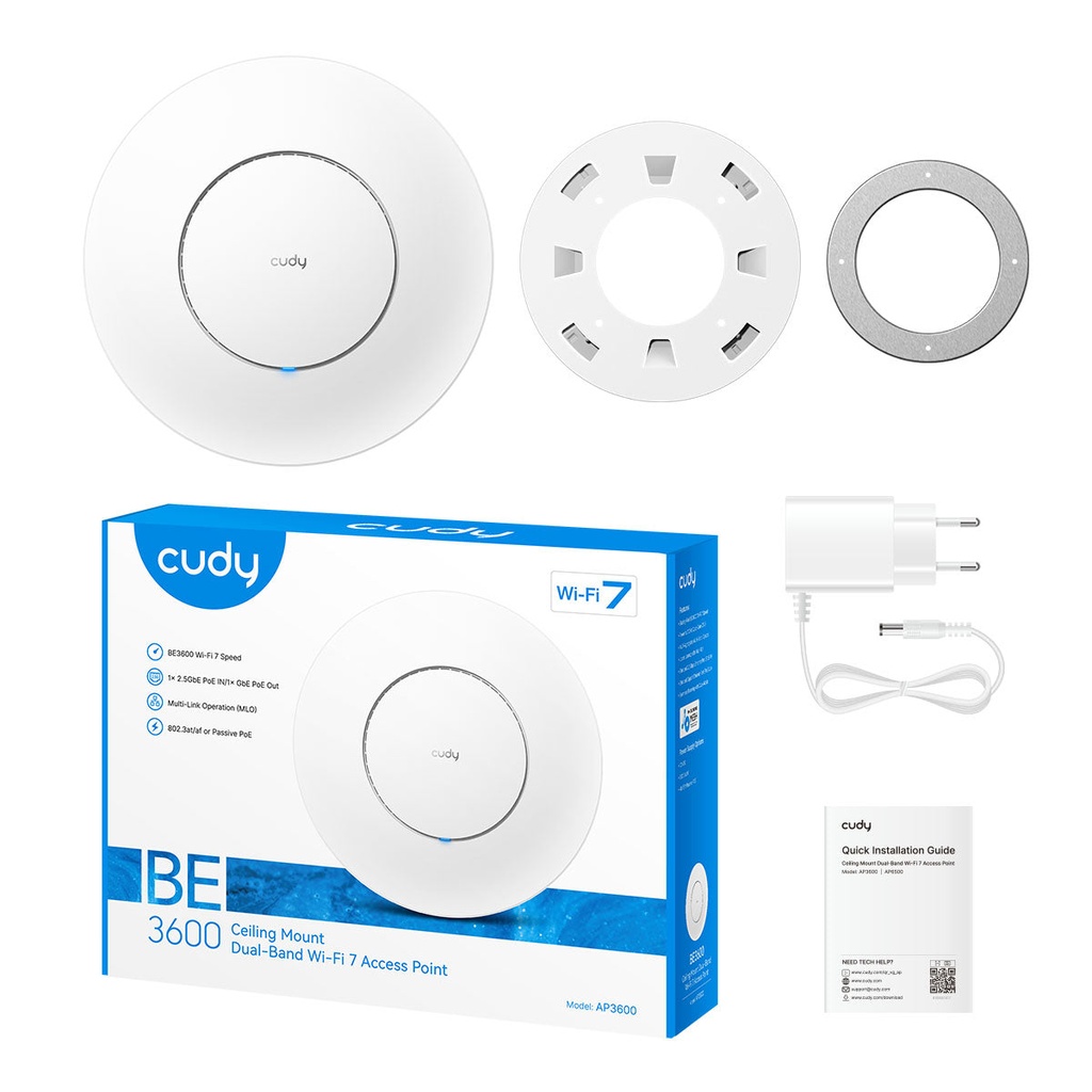 Cudy Access Point Ceiling BE3600 Dual Band Gigabit Wi-Fi 7 AP3600