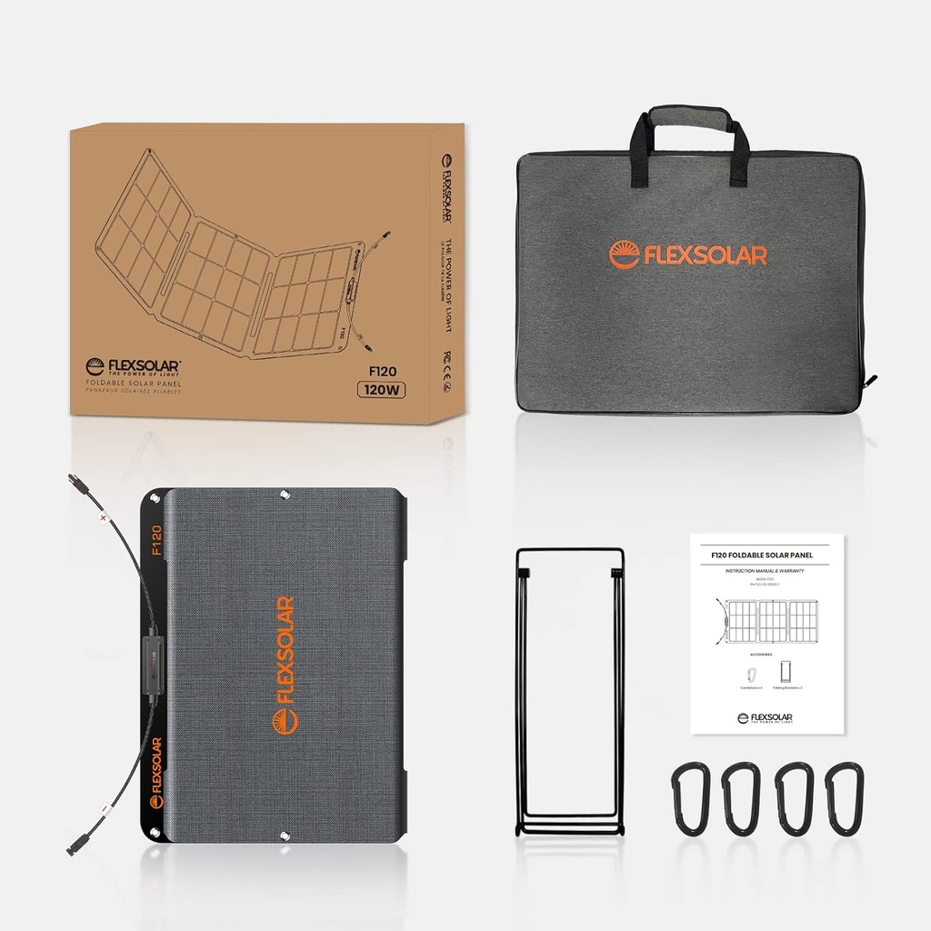 FlexSolar 120W Universal Portable & Foldable IP68 Solar Panel