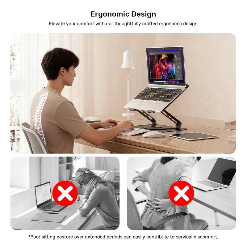 Unitek OT1098A Laptop Stand with 360 Rotation & Detachable Cooling Fan