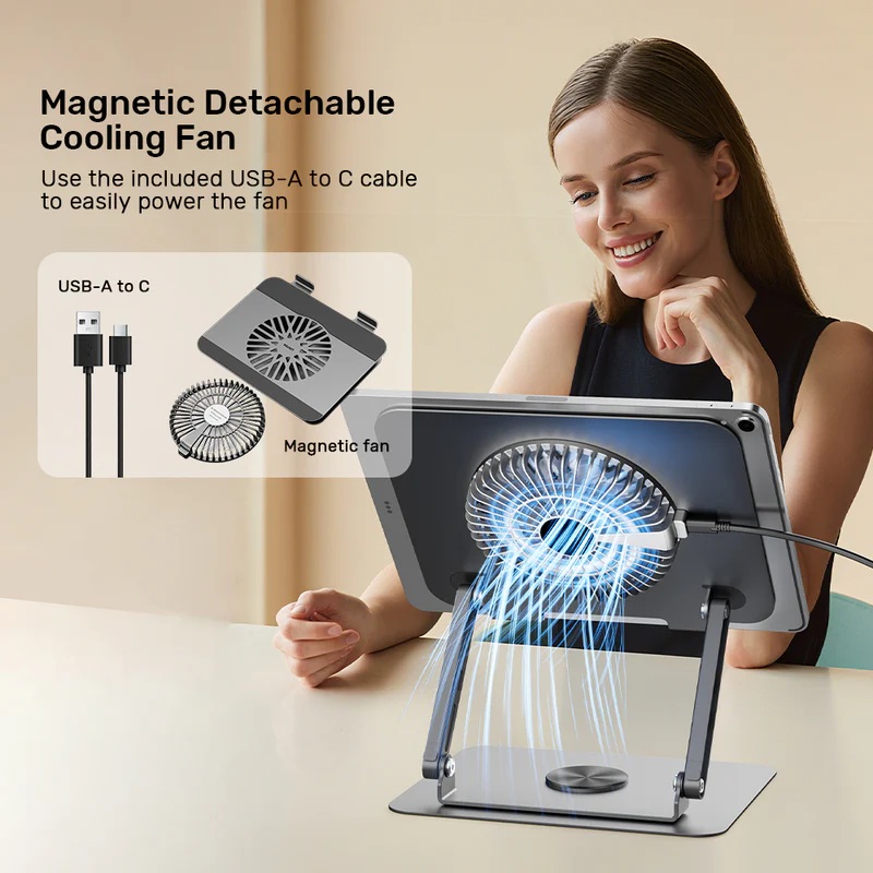 Unitek OT1098A Laptop Stand with 360 Rotation & Detachable Cooling Fan