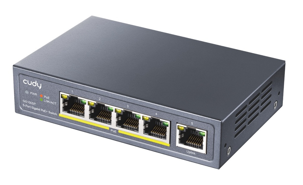Cudy Switch PoE Gigabit 4PoE + 1GbE Uplink 60W GS1005P