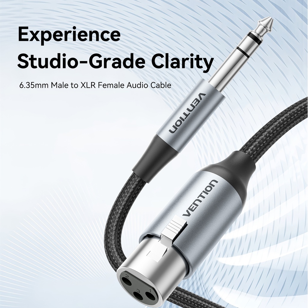 Vention AUDIO 6.3mm to XLR M-F Cable Braided-Metal 2.0m BKGHI