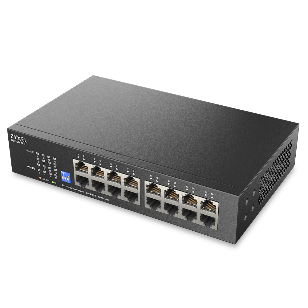 Zyxel Switch Gigabit Ethernet 16-Port R/M UK Plug GS1100-16S