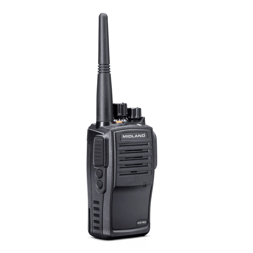 Midland G15 Pro NC (Noise Cancellation) PMR Radio IP67 Waterproof Rugged Aluminium, Long Battery Life & PC Programmable 