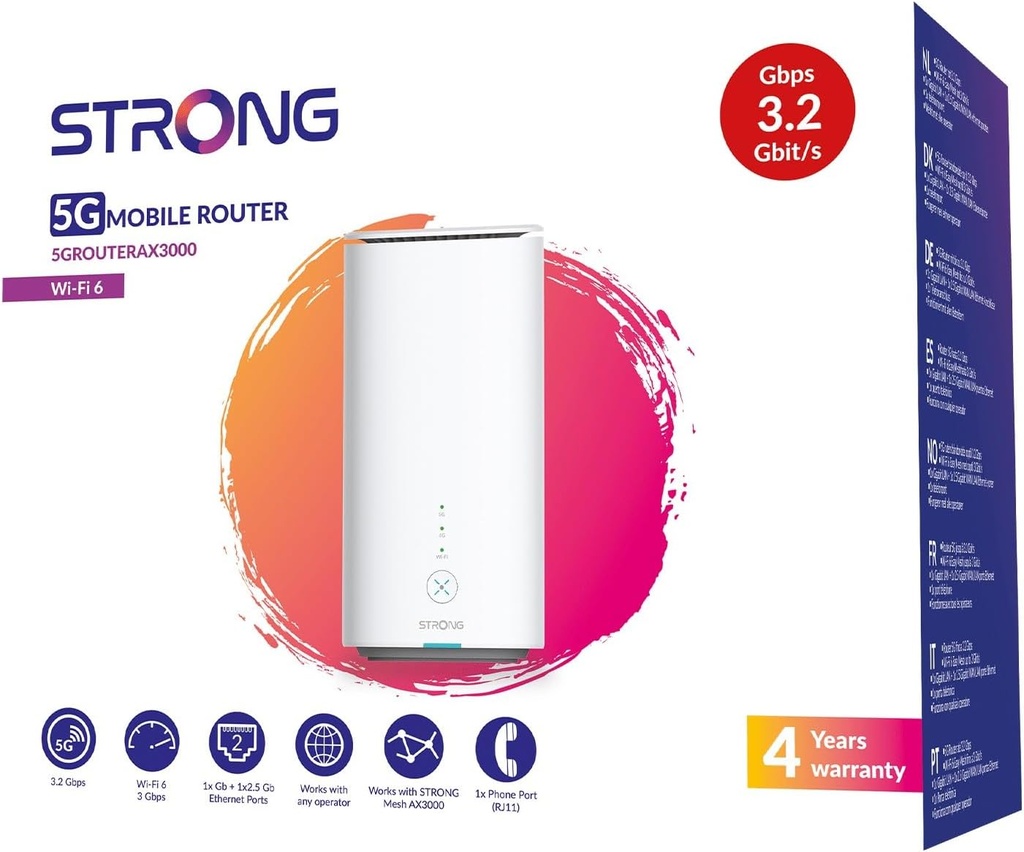 Strong Router 5G LTE AX3000 Router with 2.5G WAN and FXS 5GROUTERAX3000UK