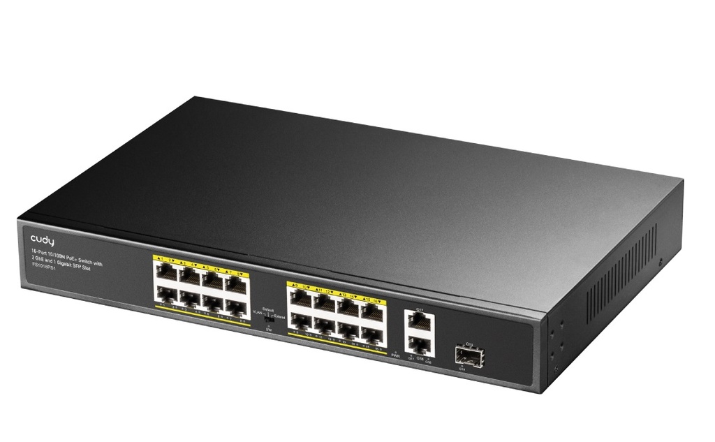 Cudy Switch PoE FE 16PoE + 2GbE + 1SFP Uplink 200W R/M FS1018PS1