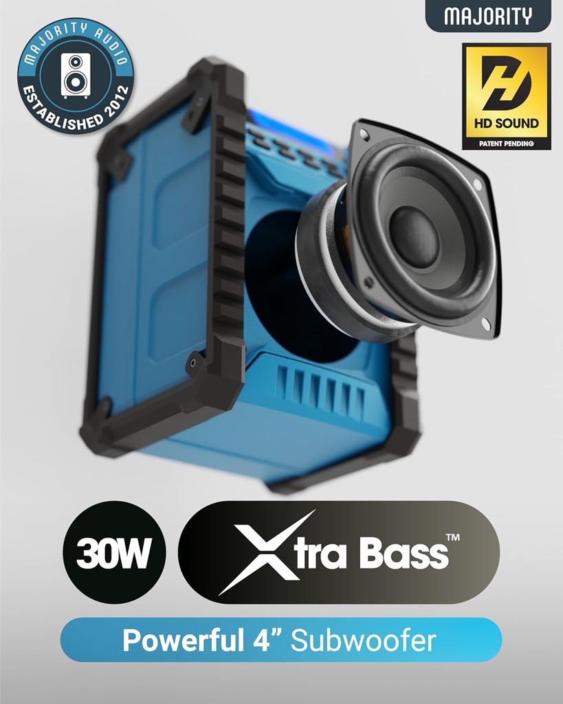 Majority LANDBEACH Portable IP54 30W Rugged Speaker with FM & BT 10000mAh PowerBank, 28hr Battery