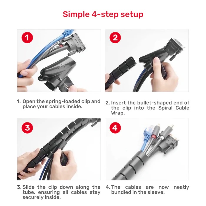 Unitek Cable Organizer Spiral Wrap with Clamp 22 mm 25.0m OT1102ABK-25M