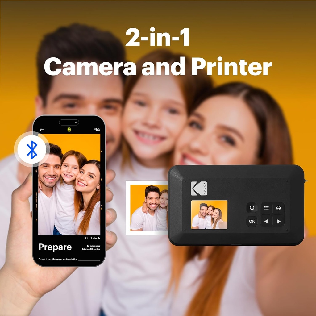 Kodak Instant Camera & Printer RETRO Mini Shot 2 Yellow (2.1x3.4)