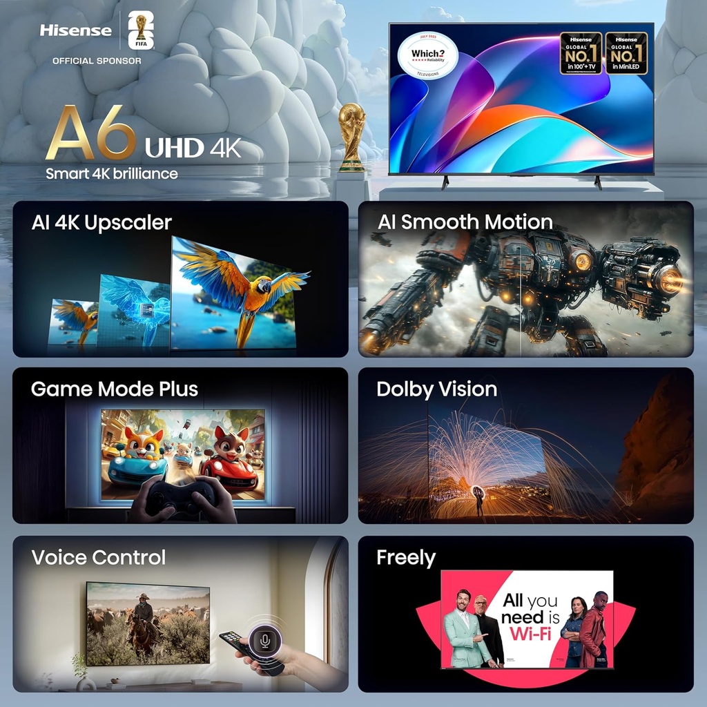 Hisense 43A6S 43'' 4K Smart LED TV Dolby