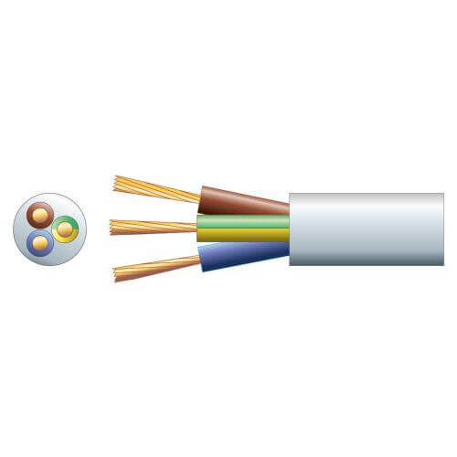 Mercury Mains Power Cable 3-Core 10A 1.0mm 100m White 804.341UK