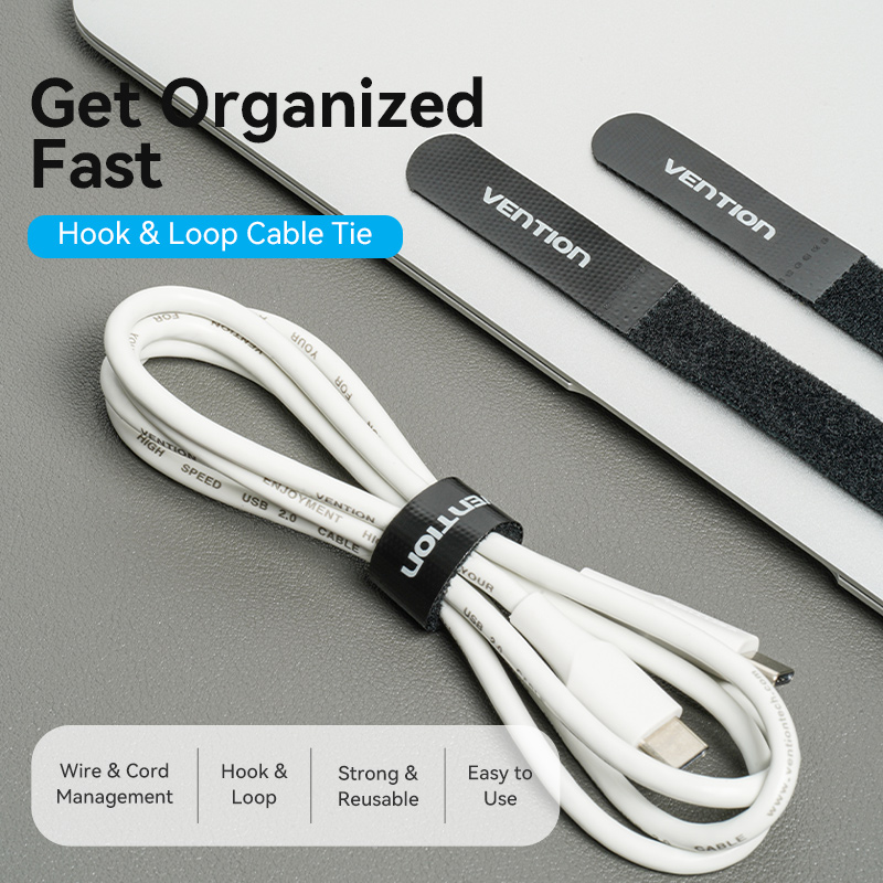 Vention Cable Organiser Hook & Loop Cable Tie 120mm 10 Pcs KANB0-10