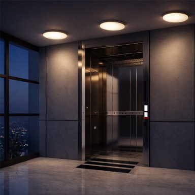 GBC ON LED GEMINI Round Ceiling Lamp 33cm IP54 Motion Sensor & Courtesy Light