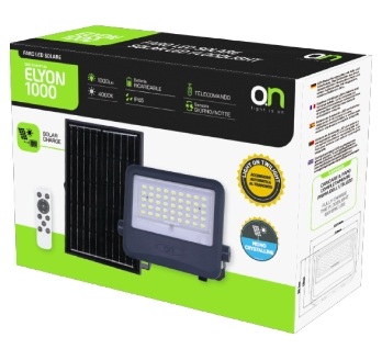 GBC ON LED ELYON 1000 Solar LED Floodlight with Panel and Battery 1000Lm