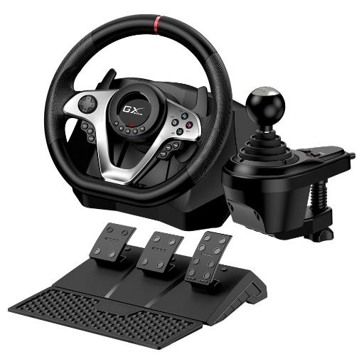 Genius SpeedMaster X1 Racing Wheel - Vibration, 6+R Gears, 3 Foot Pedals, for PC, PS3, PS4