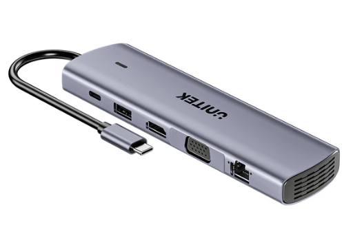 Unitek D1113B USB-C Hub USB3.0 HDMI/VGA, Gigabit Lan, SD Card, Audio & PD100W