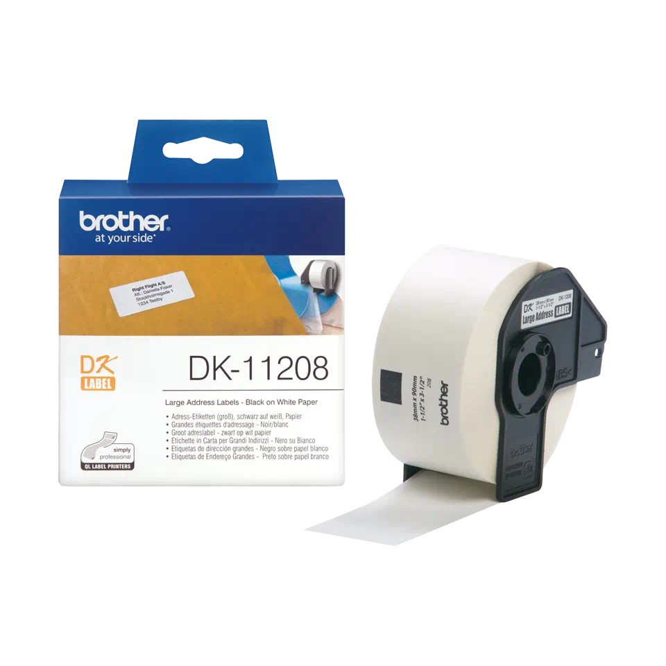 [4977766628129] DK11208 BROTHER Large Address Labels 400/Roll (38mm x 90mm)