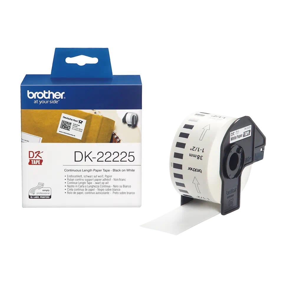 DK22225 BROTHER  White Continuous Paper Tape (38mm x 30.48m)