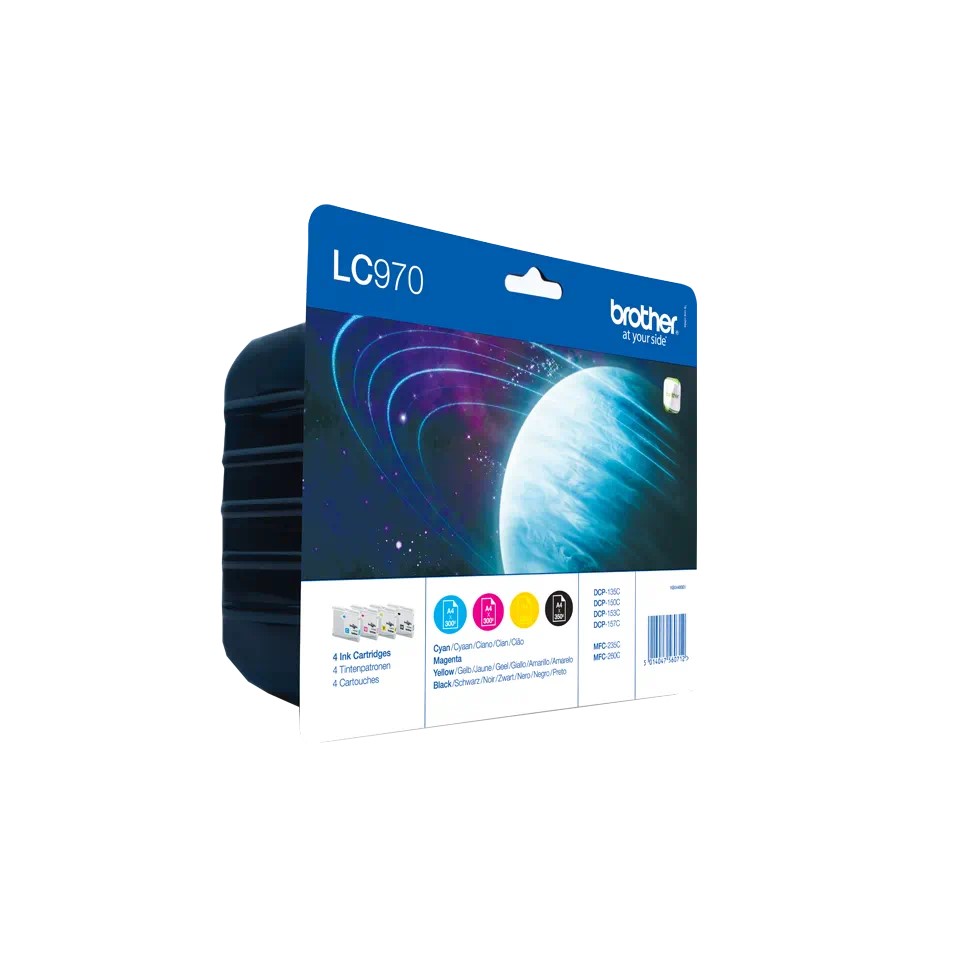 LC970 VALUE PACK BK 350p / C,M,Y 300p EACH BROTHER LC970VALBP