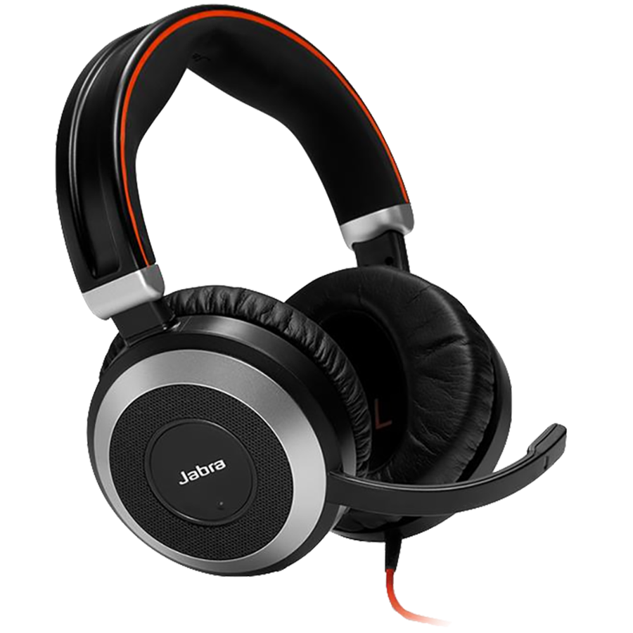 JABRA EVOLVE 80 UC Duo headset only with 3.5mm Jack (without USB Controller), headband, discret boomarm, active Noise Cancellation, Listen-In